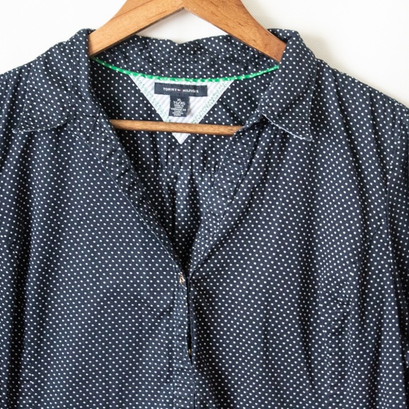 Tommy Hilfiger XL Navy Polka Dot Button Down Shirt - Picture 3 of 4